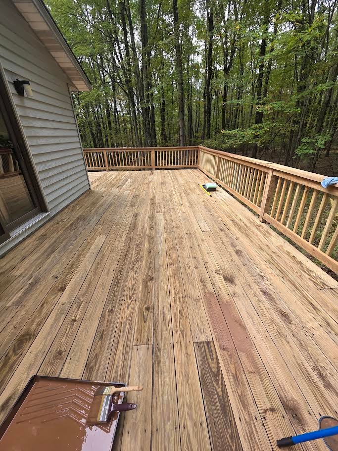 Large wood deck after restoration