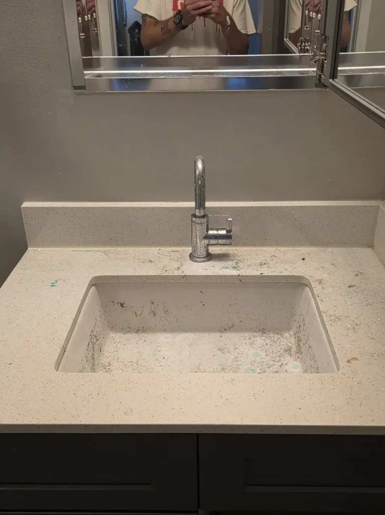 Vanity sink before cleaning